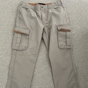 Black Brown- thin cord cargo pants in khakis